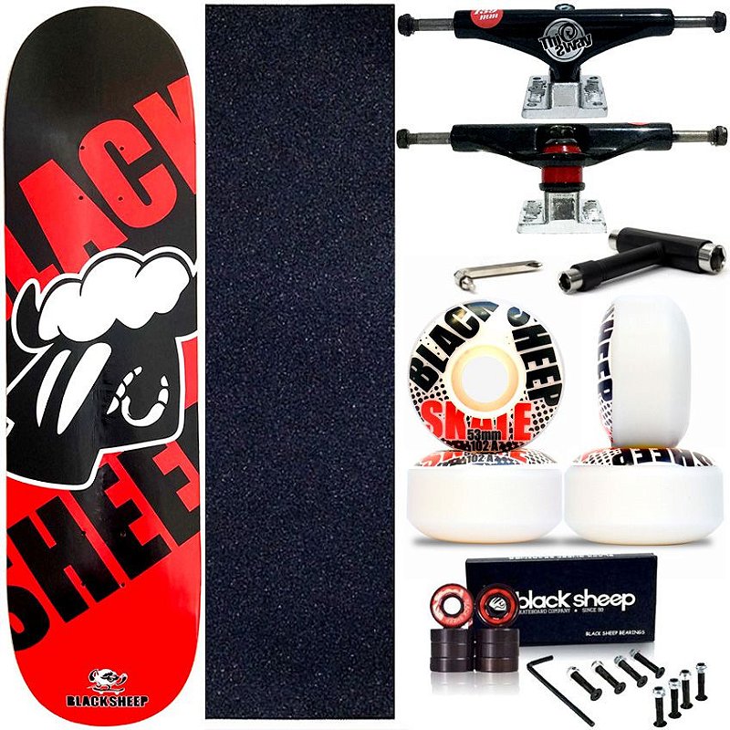 Skate Completo Maple Black Sheep Red Black 8.0 + Truck This Way + Roda 53mm