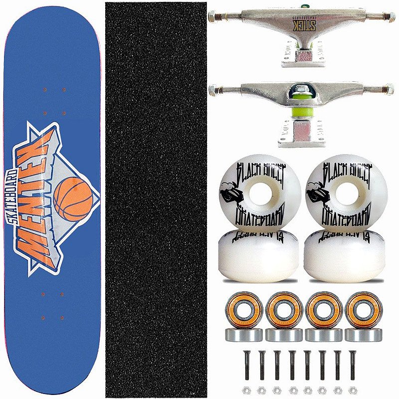 Skate Completo Profissional Shape Mentex 8.0 Basket Blue Truck Stick Skate