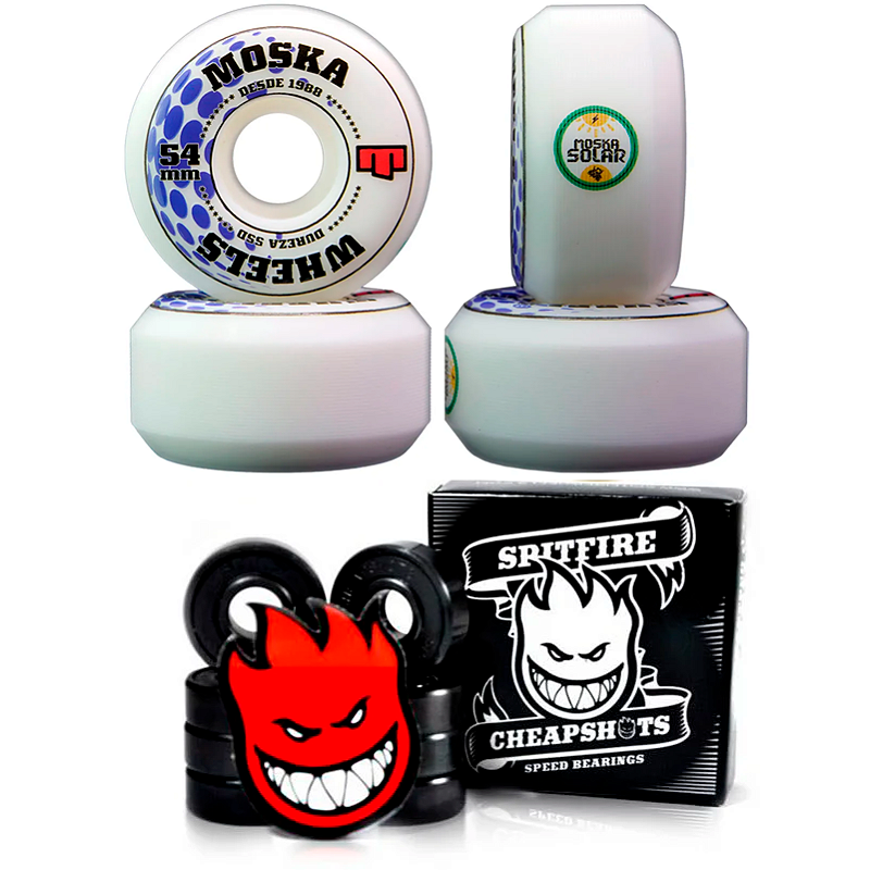 Roda Moska Skate 54mm Rock + Rolamento Spitfire Cheapshots​