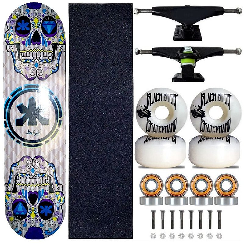 Skate Montado Shape Allyb Skull Roses