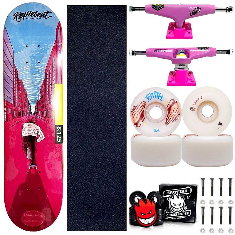 Skate Completo Maple Represent Pelas Ruas 8.125 + Truck Intruder