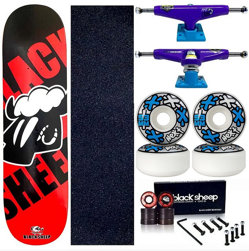 Skate Completo Maple Black Sheep 8.0 Black Red Truck Intruder Blue