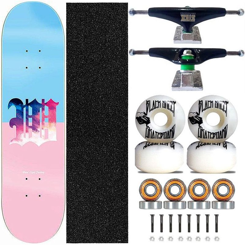 Skate Completo Shape Fiber Glass Wood Light 8.0 Dáblio Blue Pink