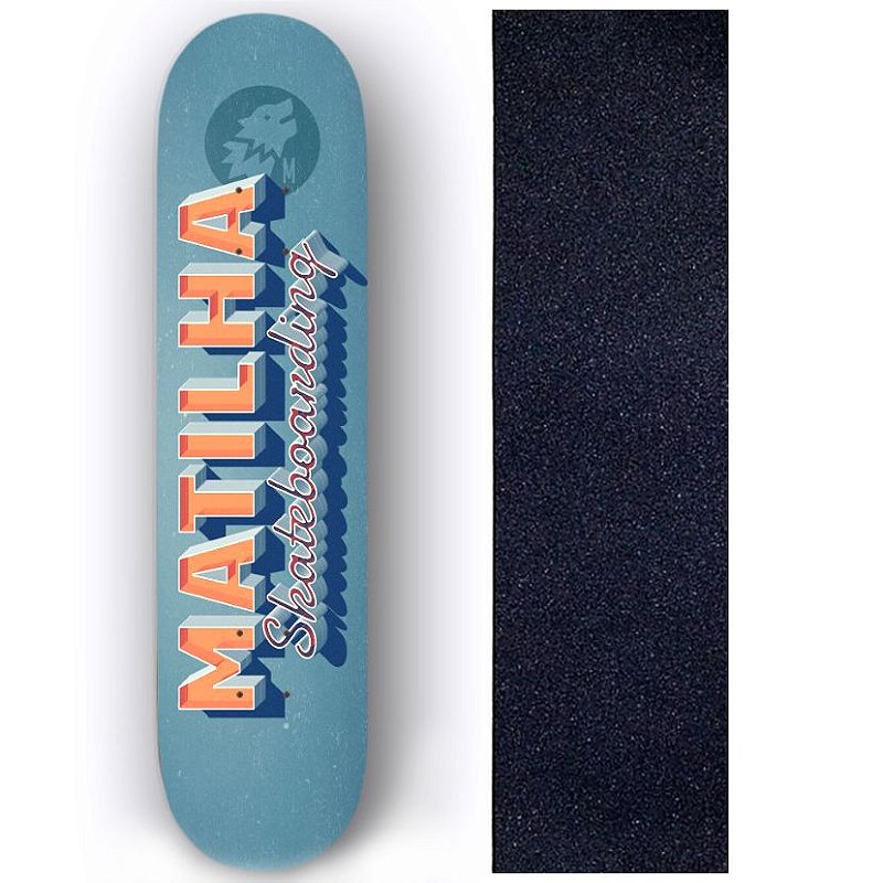 Shape Matilha Skate Fiber Glass 8.0 Super Premium Blue Brand + Lixa de Brinde
