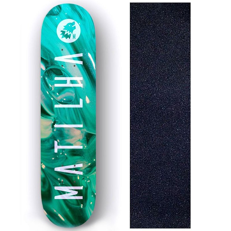 Shape Matilha Skate Fiber Glass 8.0 Super Premium Green Art + Lixa de Brinde