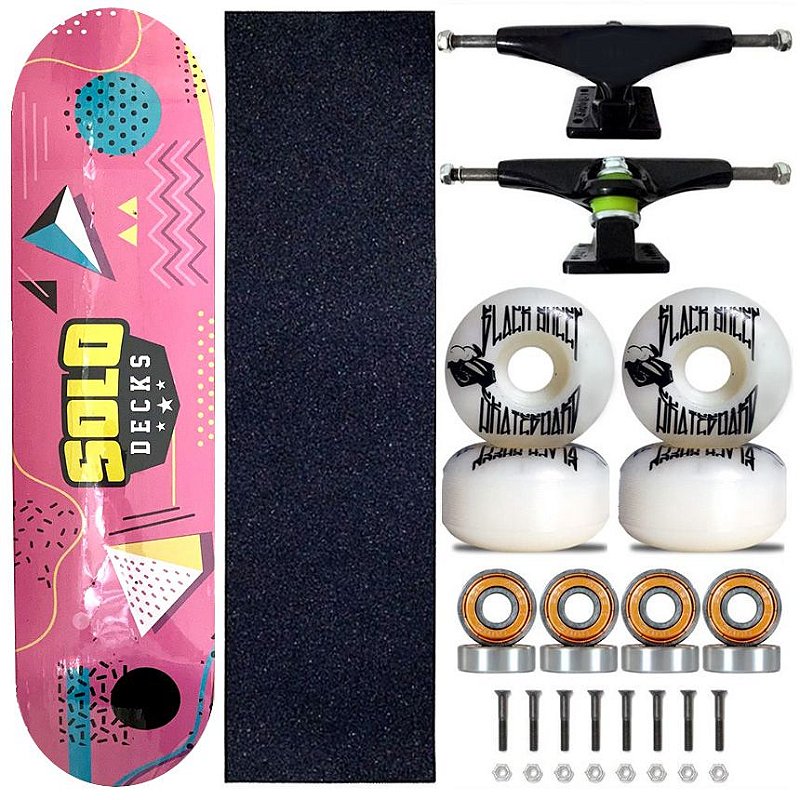 Skate Montado Iniciante Solo Decks Graphic Pink 8.0