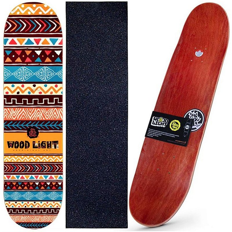 Shape Wood Light Skate Ethnics Colors 8.0 + Lixa Nacional