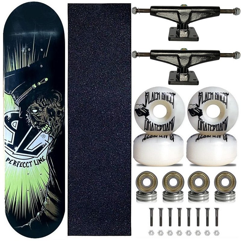 Skate Completo Shape Perfect Line 8.0 Black Zumbi