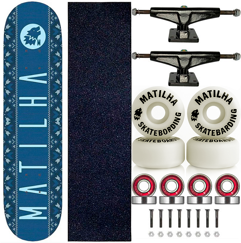 Skate Completo Marfim Matilha Skate 8.0 Retro Blue