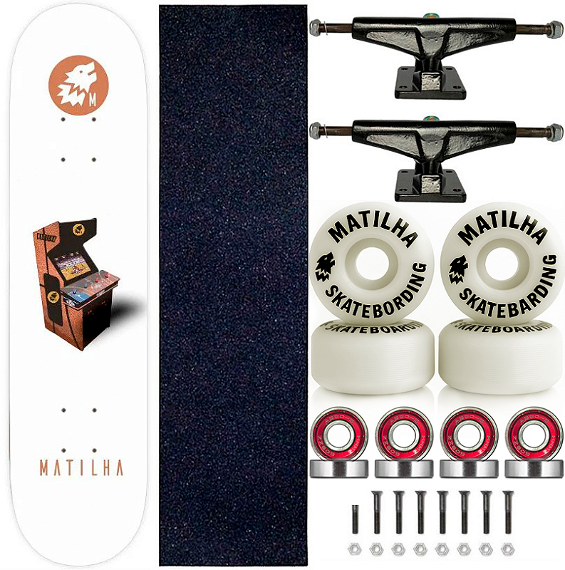 Skate Completo Marfim Matilha Skate 8.0 Fliperama
