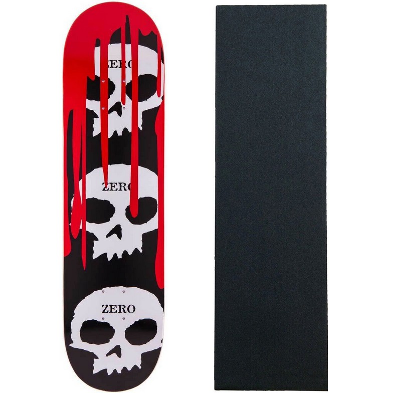 Shape Maple Zero Skateboard 8.25" Three Skulls With Blood + Lixa Jessup