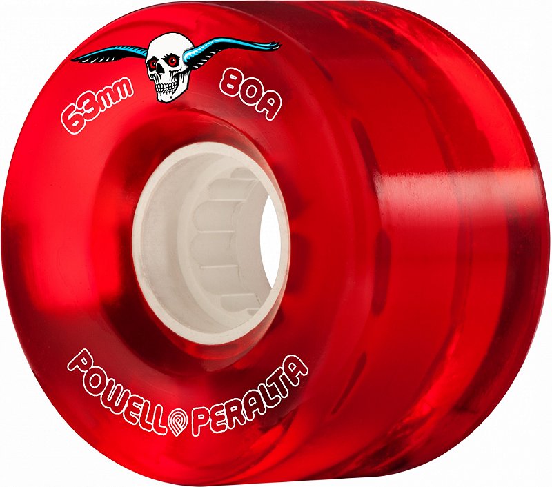 Roda Powell Peralta Clear Cruiser Skateboard Red 63mm 80A ( Jogo 4 rodas )