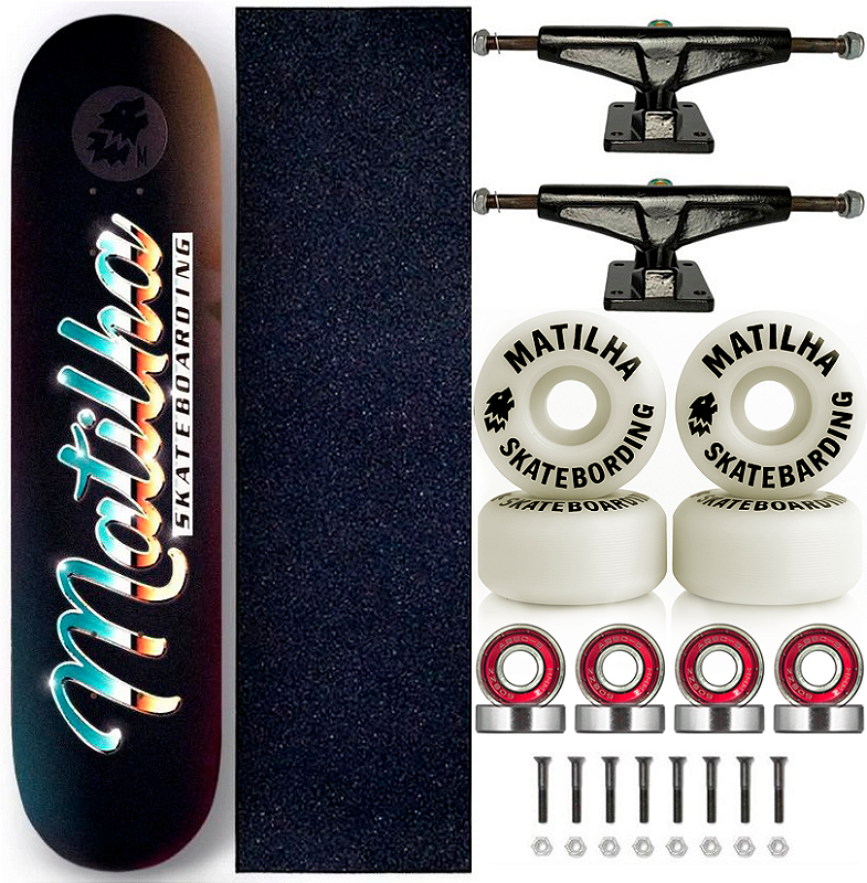 Skate Completo Matilha Marfim Fiber Glass 8.0 Brand Blackout