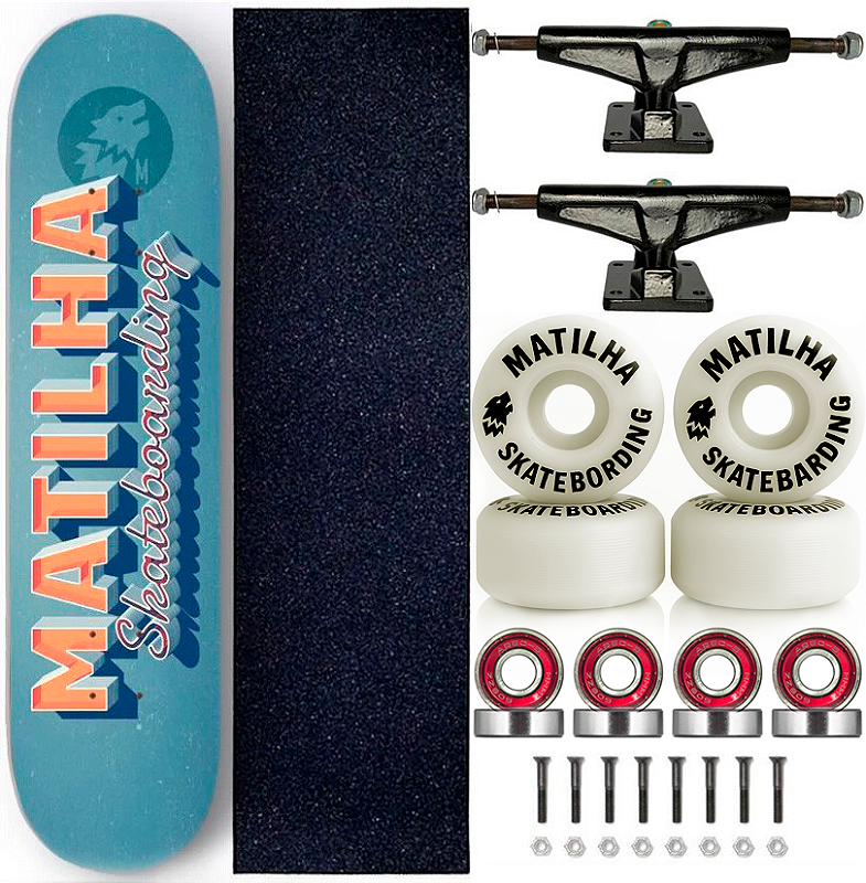 Skate Completo Matilha Marfim Fiber Glass 8.0 Blue Brand