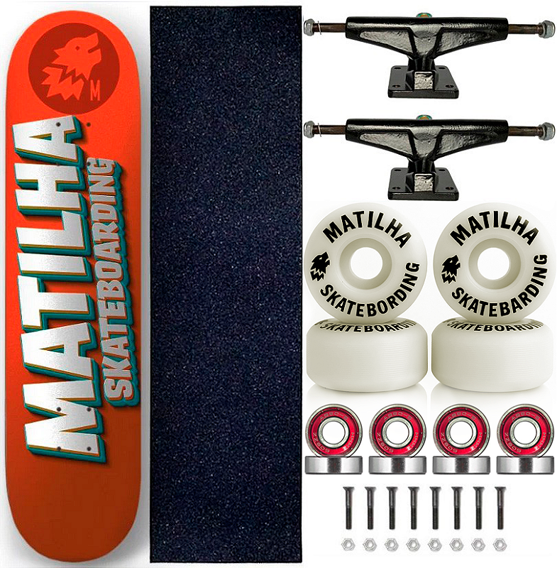 Skate Completo Matilha Marfim Fiber Glass 8.0 Red Brand