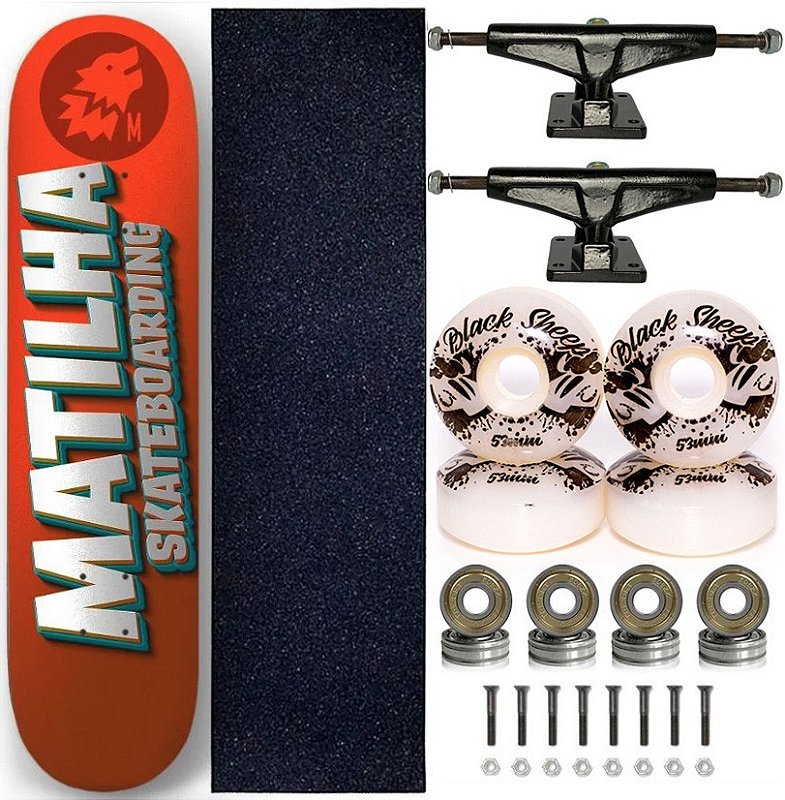 Skate Completo Matilha Marfim Fiber Glass 8.0 Red Brand