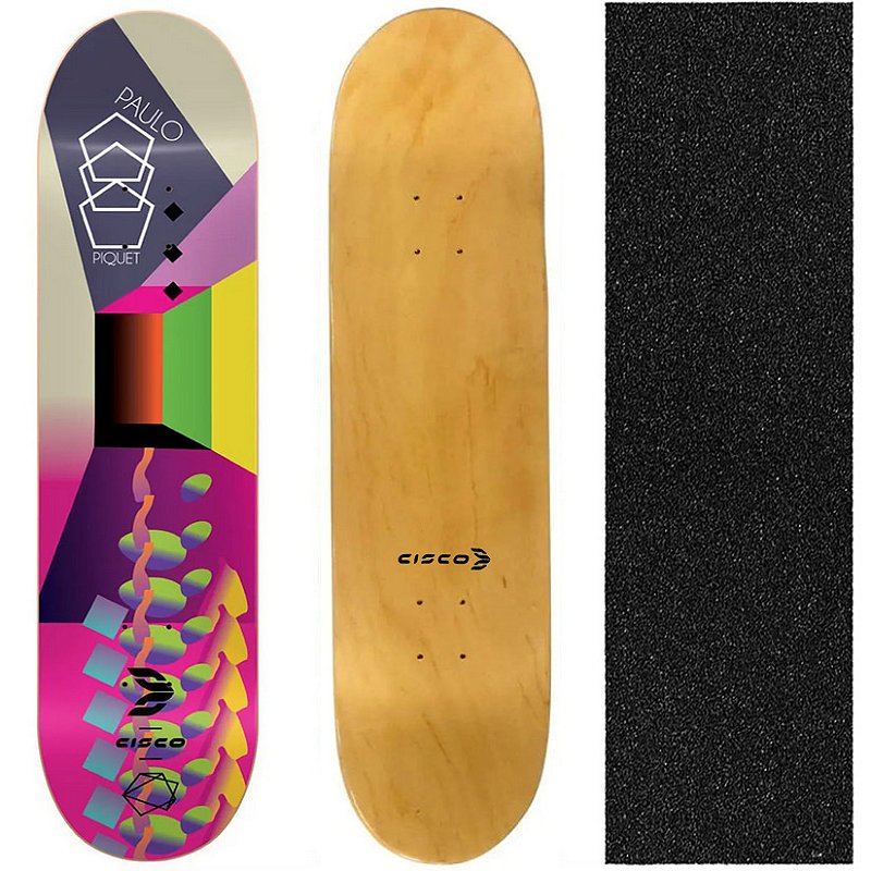 Shape de Marfim Cisco Skateboard 8.0 Abstract Color (Lixa de Brinde)