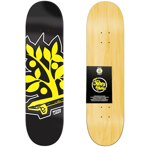 Shape Wood Light Skate 8.0 Marfim Black Tag Yellow (Fiber Glass)