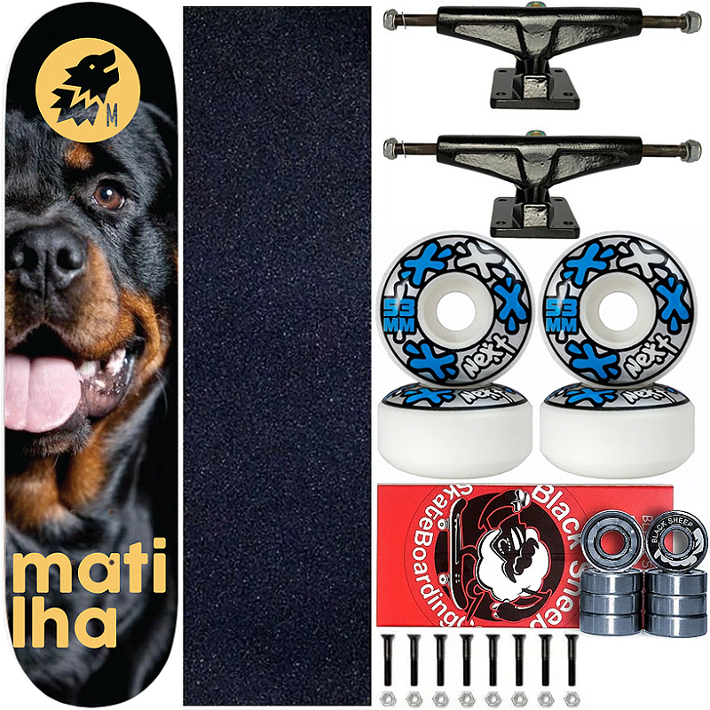 Skate Completo Profissional Shape 8.0 Matilha Blackdog