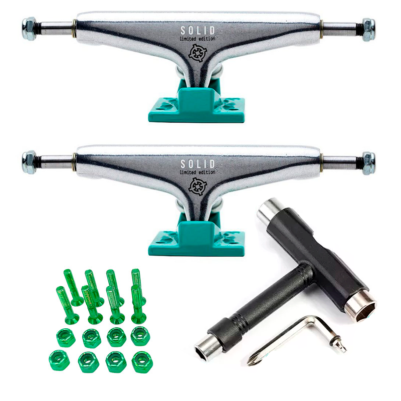 Truck Intruder 139mm Solid Green + Chave T + Parafusos de Base