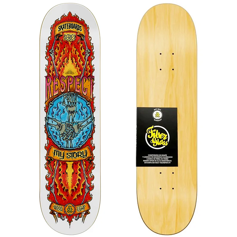 Shape Wood Light Skate Marfim Fiber Glass 8.5 New School Respect