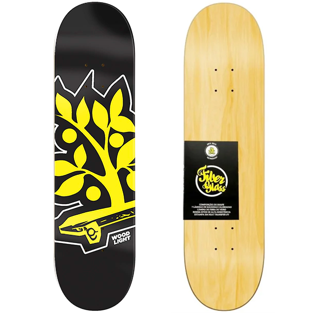 Shape Wood Light Skate 8.5 Marfim Fiber Glass Black Tag Yellow