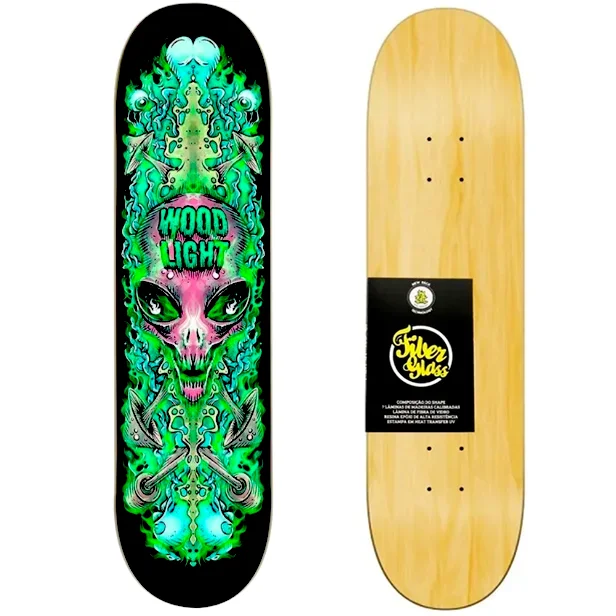 Shape Wood Light Skate Marfim Fiber Glass 8.0 Allien Green