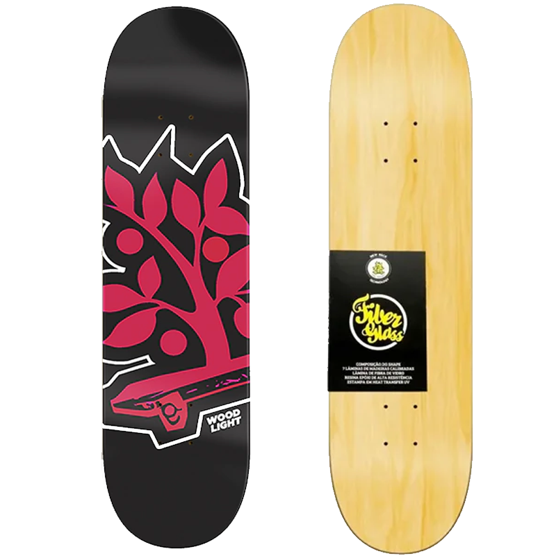 Shape Wood Light Skate 8.00 Marfim Fiber Glass Black logo Vermelho