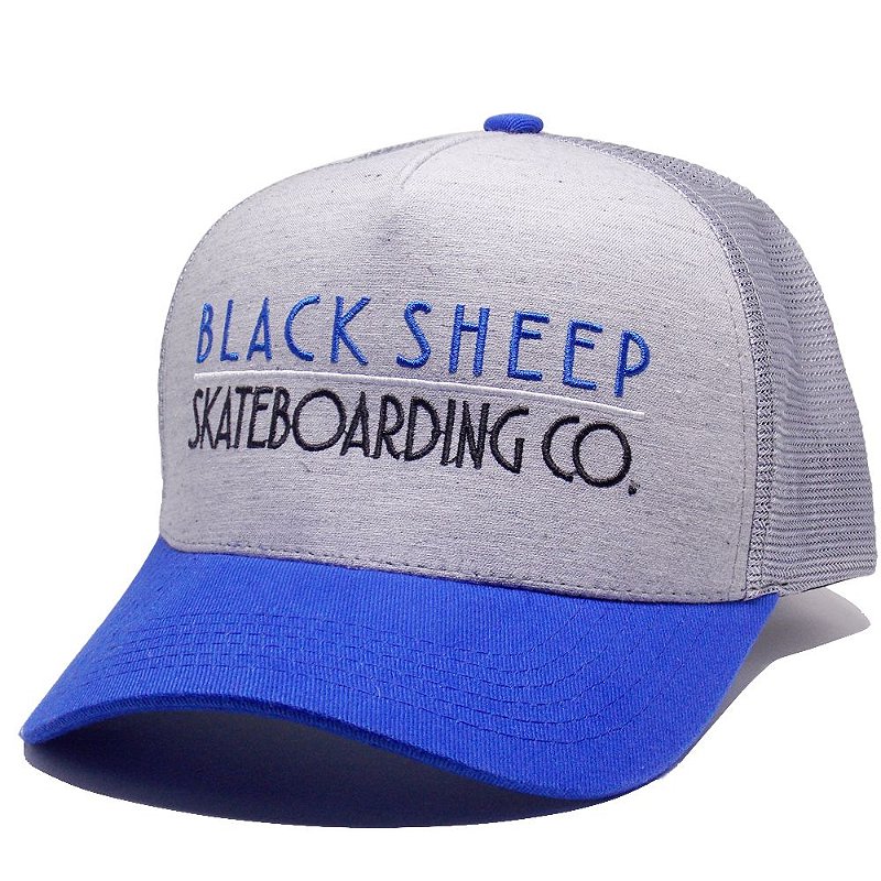 Boné Black Sheep Trucker Aba Curva Escrito Azul