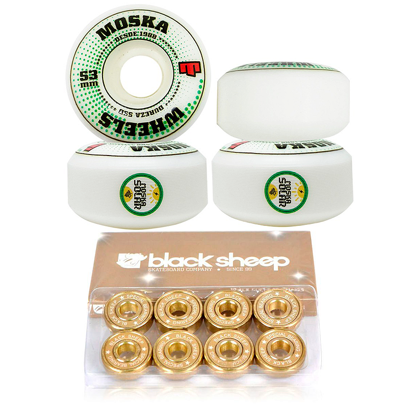 Roda Moska 53mm Rock + Rolamento Black Sheep Gold