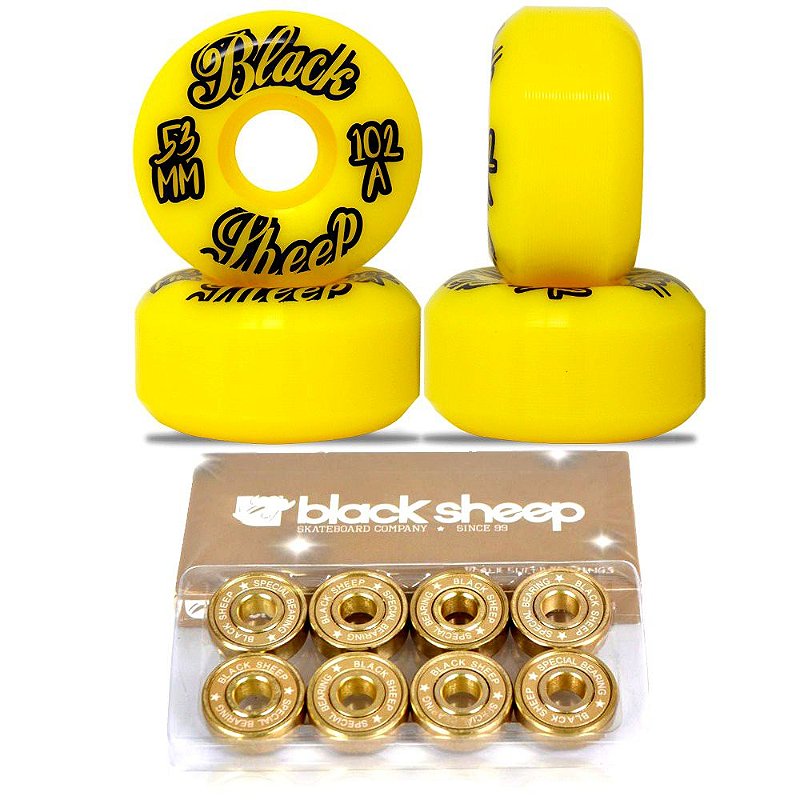 Roda Black Sheep 53mm Importada Yellow + Rolamento Black Sheep Gold