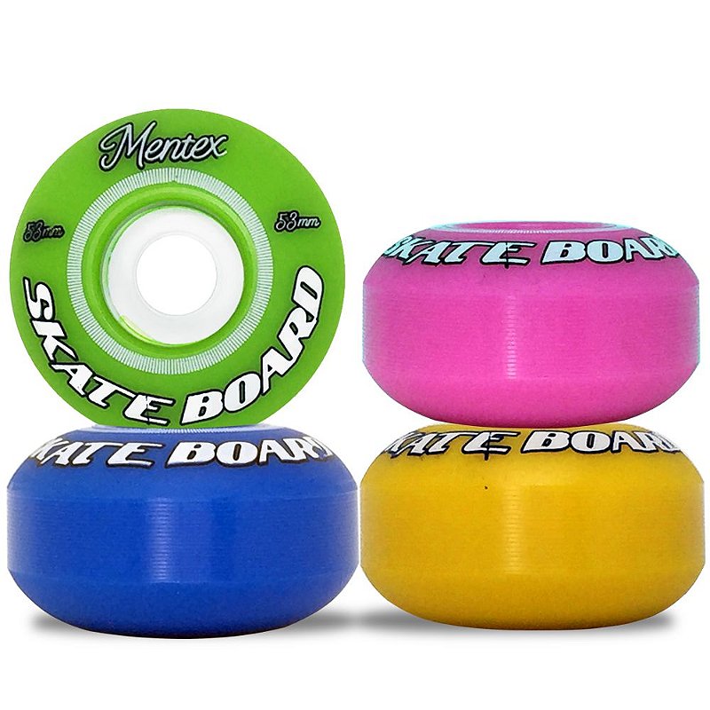 Roda para Skate Mentex 53mm Colorida ( jogo 4 rodas )