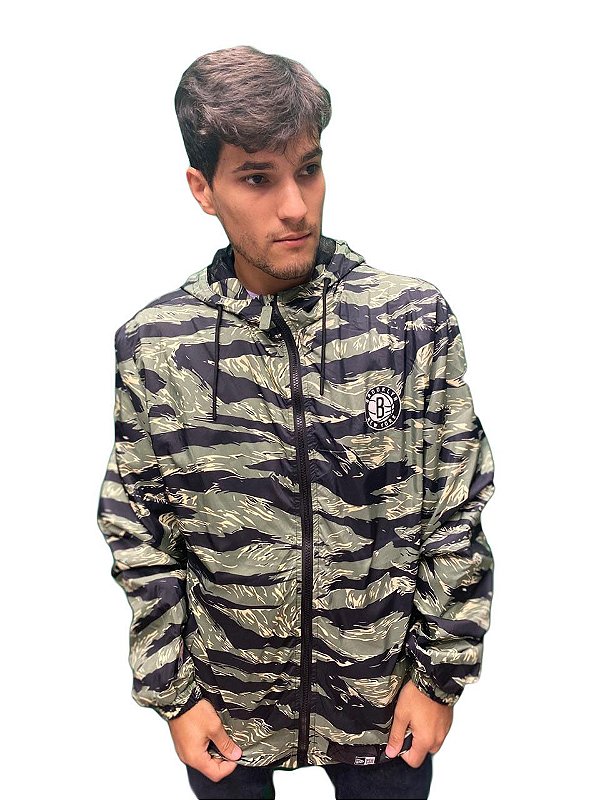 jaqueta corta vento new era brooklyn nets preta