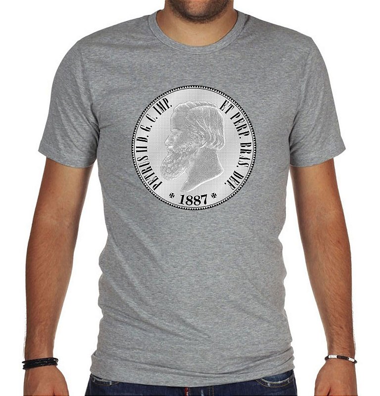 Camiseta Blusa Camisa Moeda de Réis Petrus II 1887 Monarquia Imperial do Brasil
