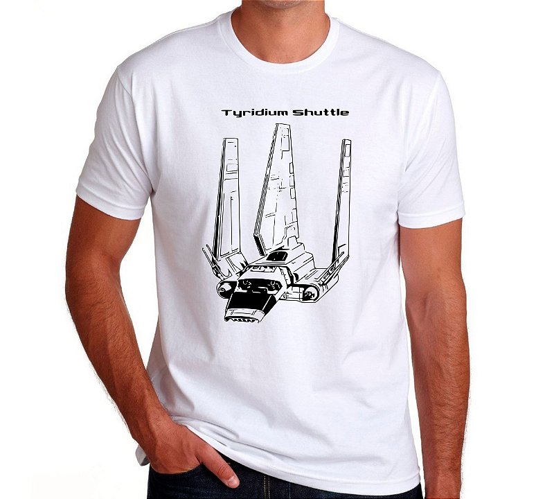 Camiseta Branca Star Wars Nave Shuttle Tydirium