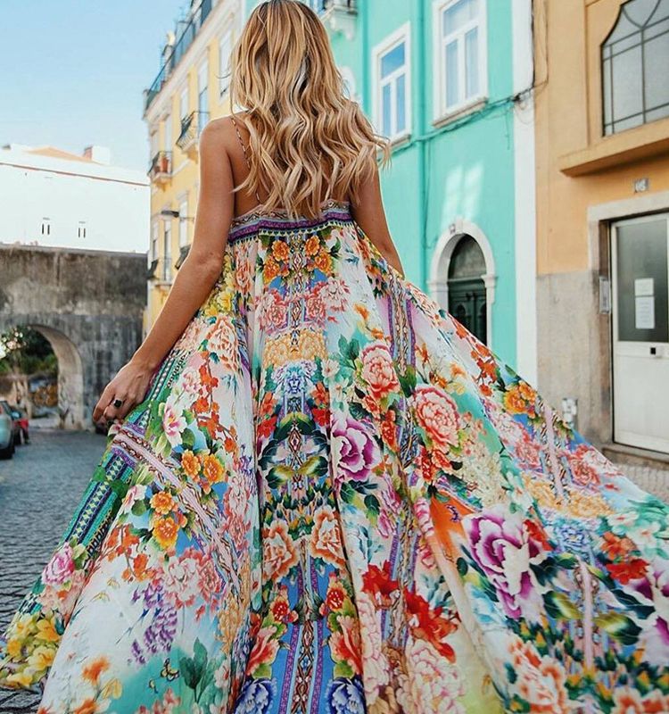 Bohemian floral maxi store dress