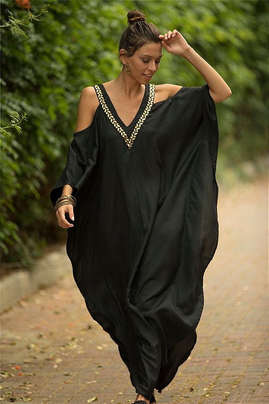 Long black cheap kaftan