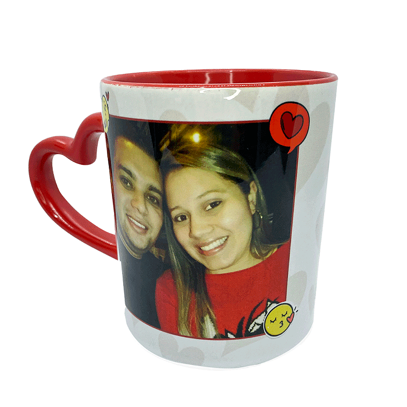 Caneca Alça De Coração Jogo Do Amor Com Foto