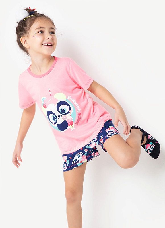 SHORT DOLL MC KIDS ECO PANDA SHAKE ROSA - PUKET - Maria Pirulita