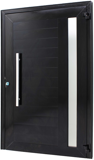 Porta Lambril Visor Alumínio Preto Puxador Fechadura Fascino Jap