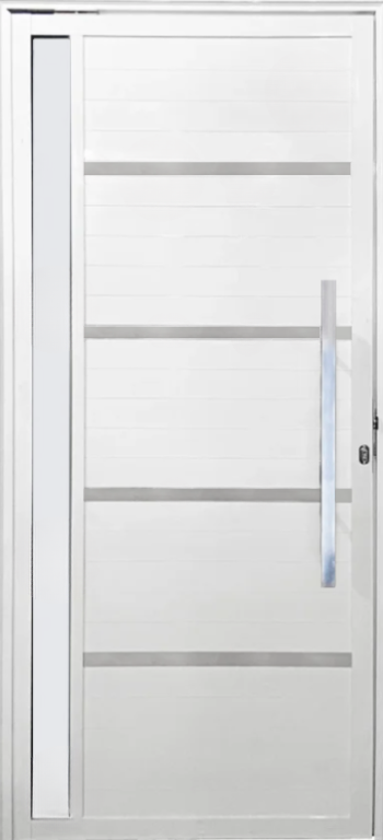 Porta Pivotante Lambril Friso Alumínio Branco C/ Puxador Visor L25