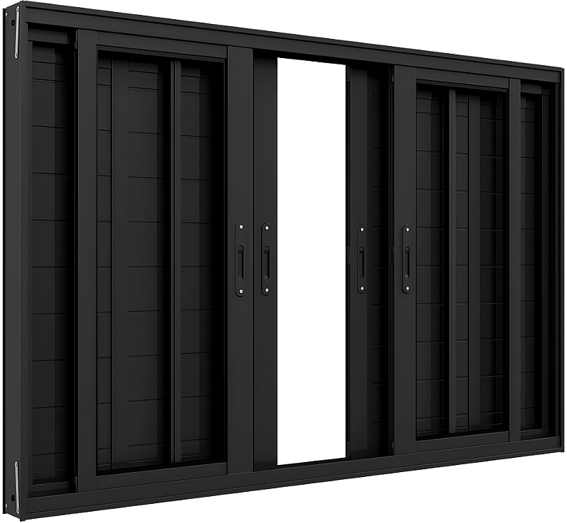 Janela Veneziana 6 Folhas Lambril Sem Grade Alumínio Preto Premium