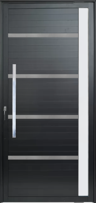 Porta Pivotante Lambril Friso Alumínio Preto C/ Puxador Visor L25