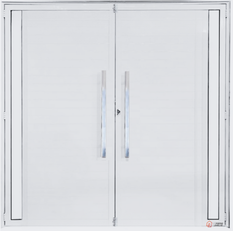 Porta Central Lambril Duplo Visor Com Puxador Alumínio Branco
