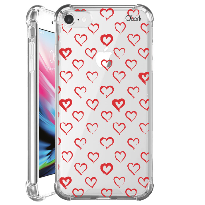 Capa Flexivel Anti Shock Transp Coracoes Vermelho Quark Case Capinhas Para Celular