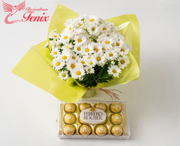 Mini Margaridinhas E Ferrero Rocher Floricultura Fenix Guarulhos