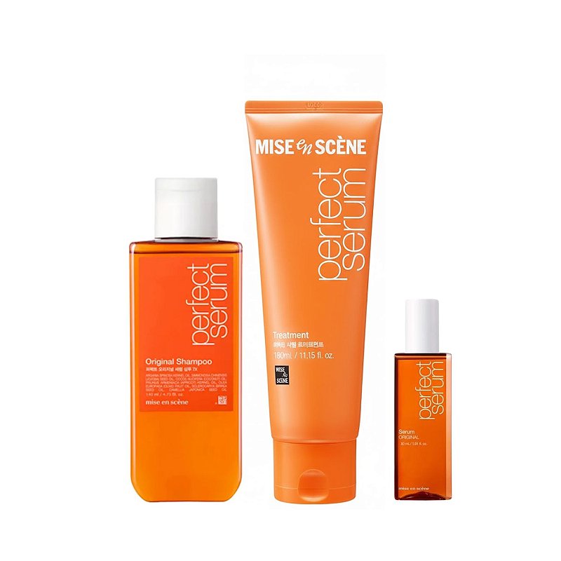 BM Serum 4本セット セプテム Trio Mise en Scène Perfect Serum (Shampoo 140ml + Máscara 180ml +