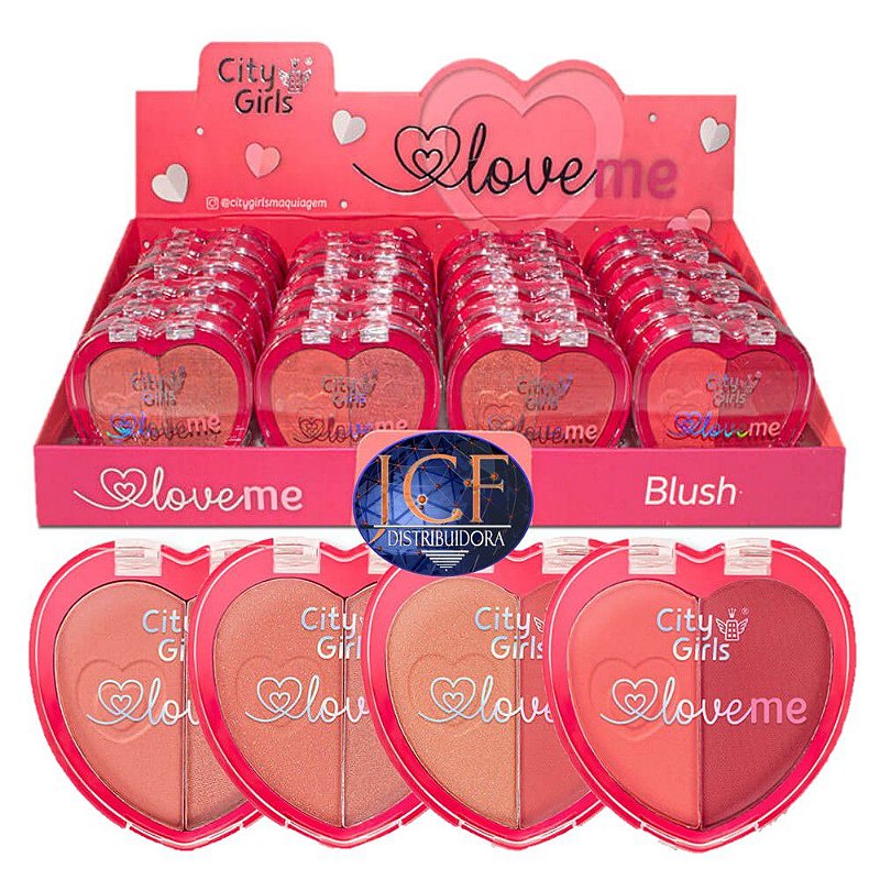 Blush Coração Duo Love me CIty Girls em Atacado Box C/24 Unid
