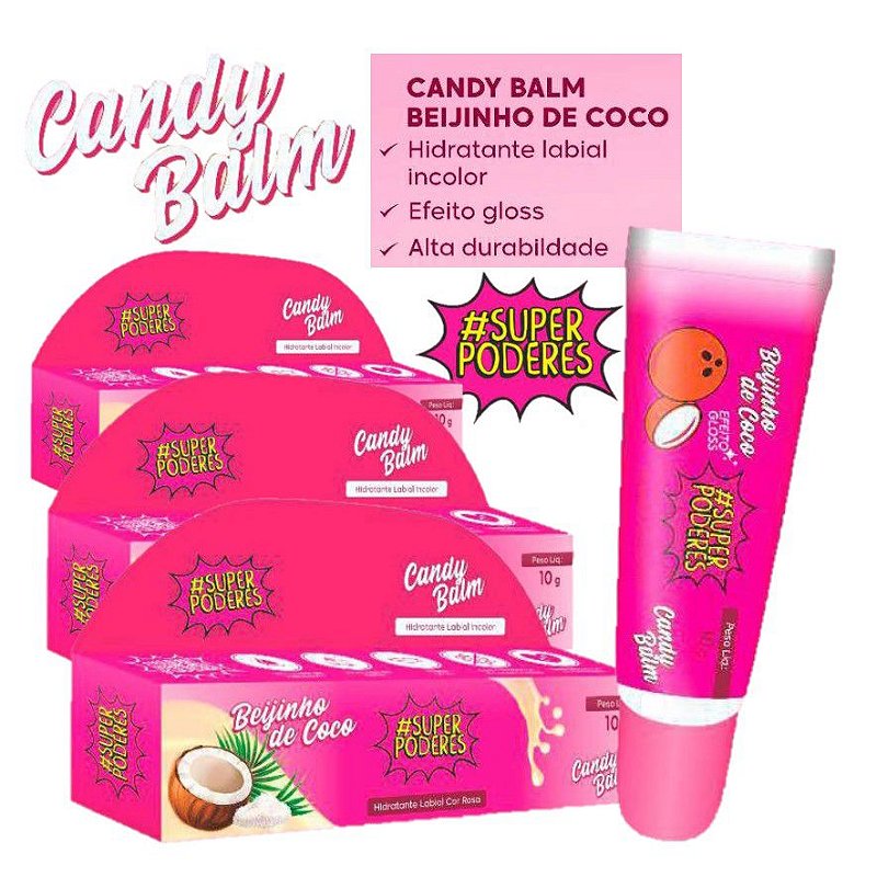 Super Poderes Candy Balm Beijinho De Coco 10g 48 Unid