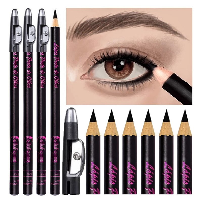 Bella Femme - Lapis de Olho Preto com Apontador BF10003 - Kit c/12